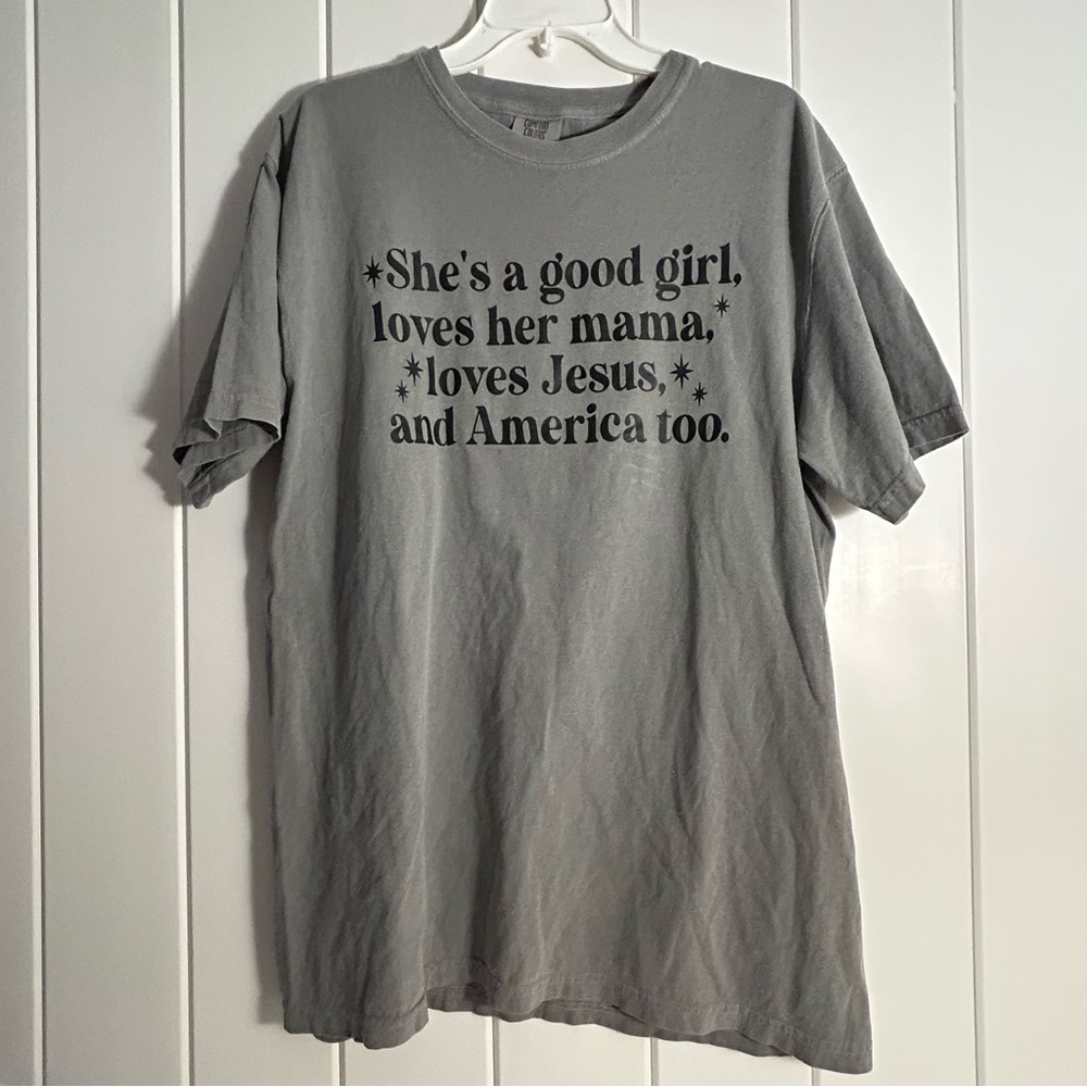 She’s a good girl loves Jesus graphic tee Tom Petty Free Fallin lyric L T-Shirt - Picture 2 of 15